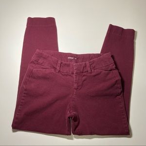 Old Navy Pixie Cropped Maroon Burgundy Wine Stain Size:0 Petite Skinny Gorgeous!
